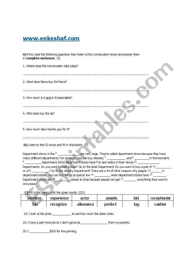 Interchange 1  worksheet