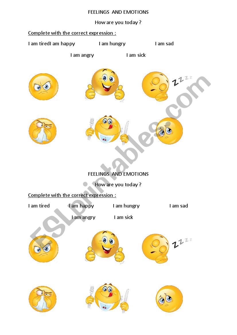 Feelings worksheet