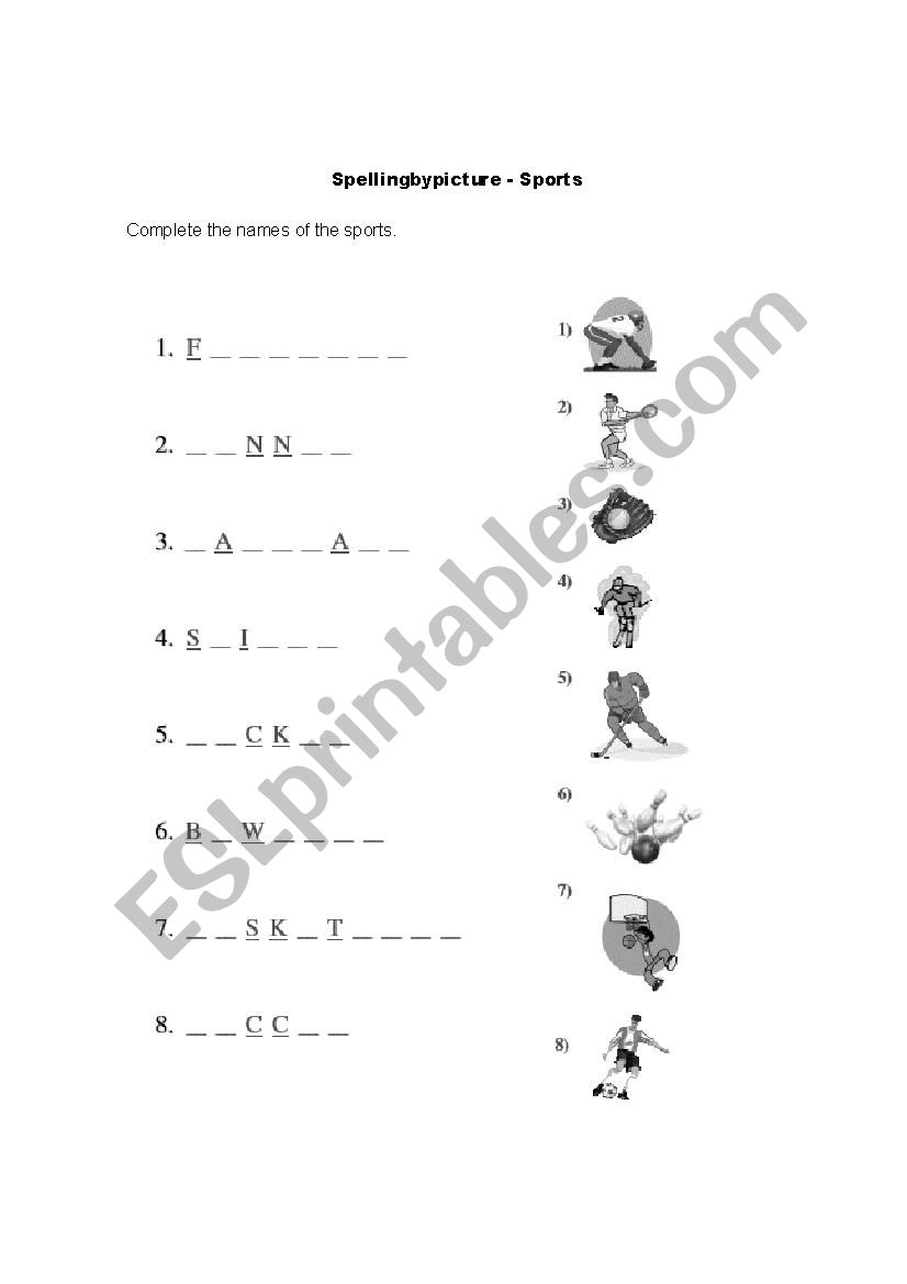 sports worksheet