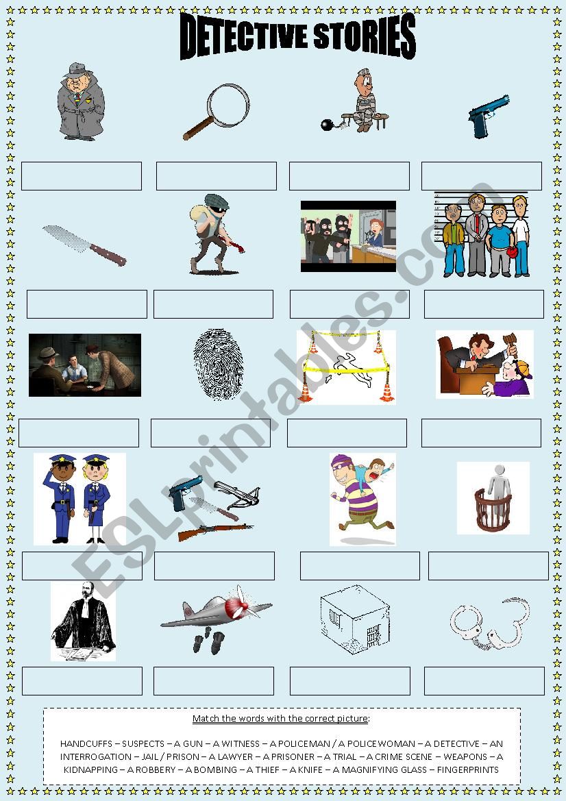 Detective stories Vocabulary worksheet