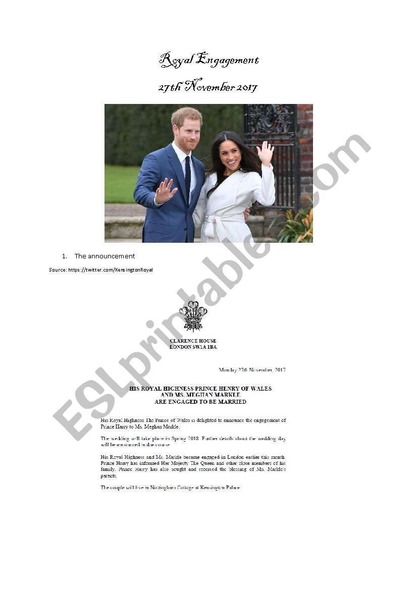 Royal Engagement (Prince Harry and Meghan Markle)