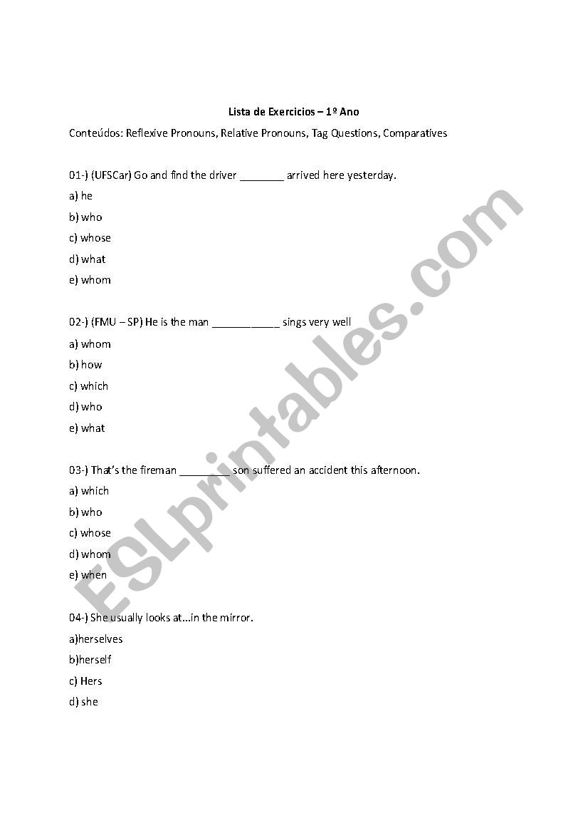 Exercises - Intermediate worksheet