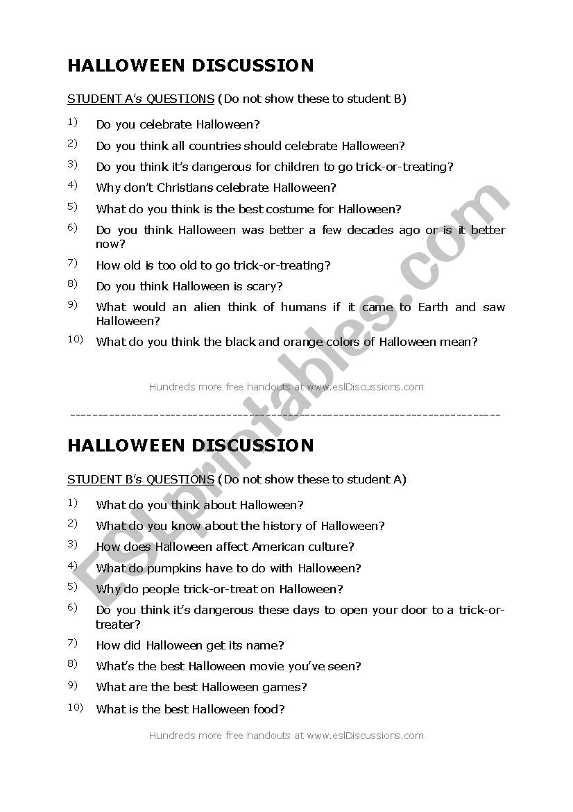 halowen worksheet