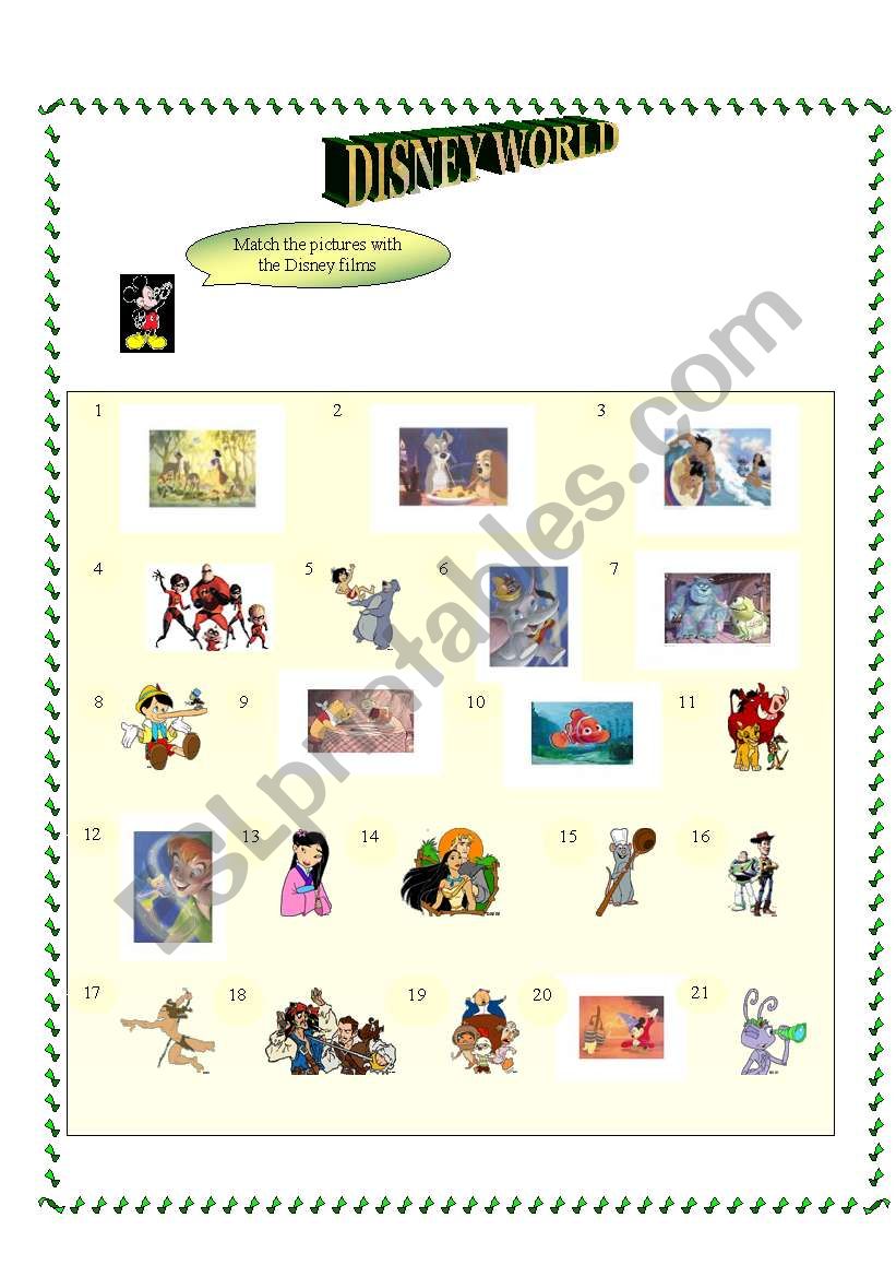 Disney World worksheet