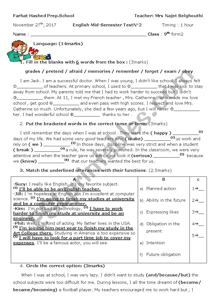 mid-semester 1 test2 worksheet