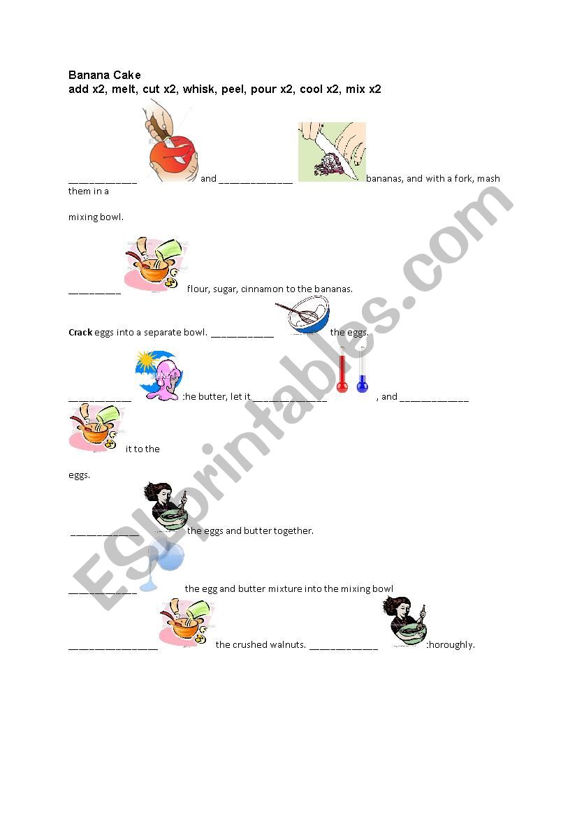 Banana cake - recipe worksheet