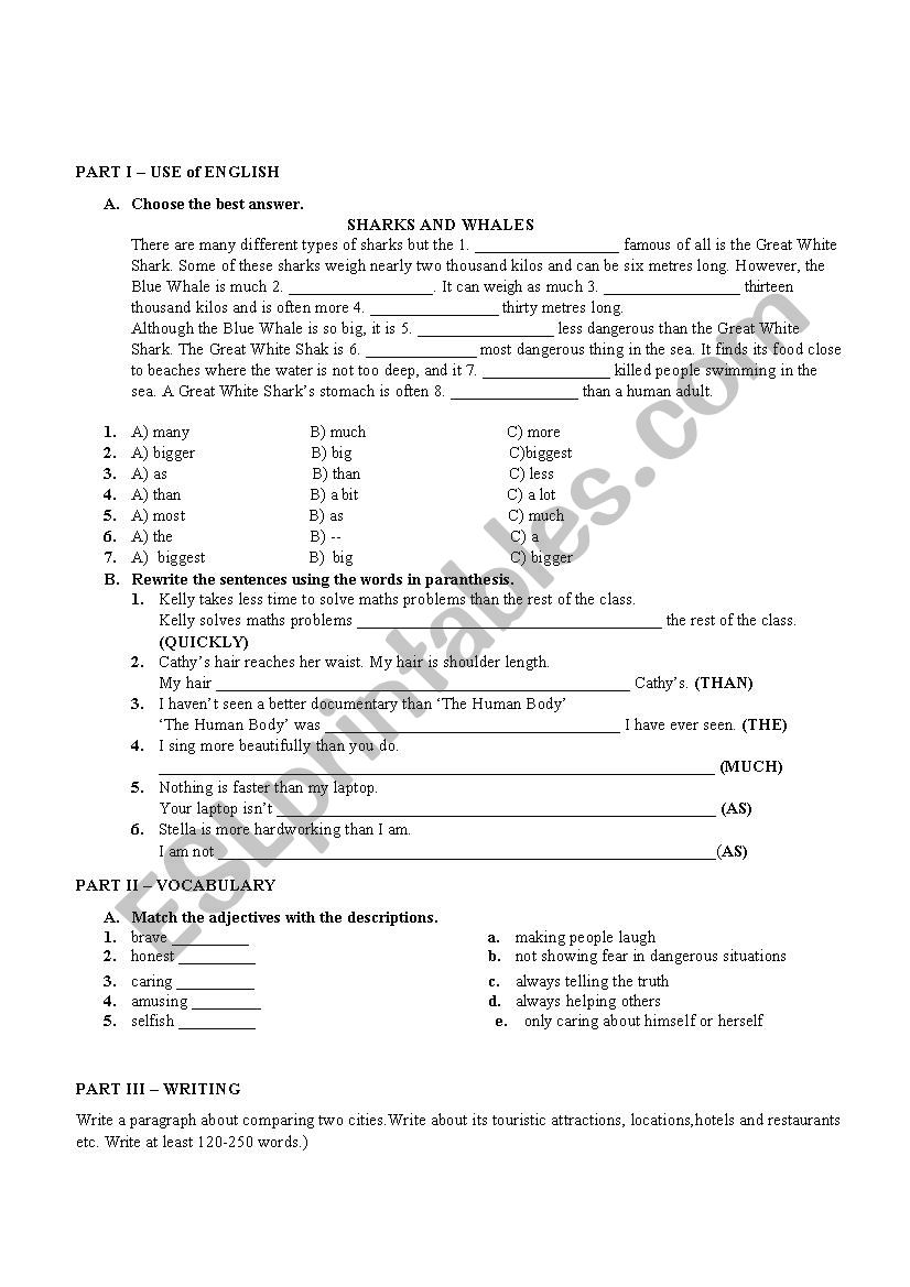 CLOSE TEST worksheet