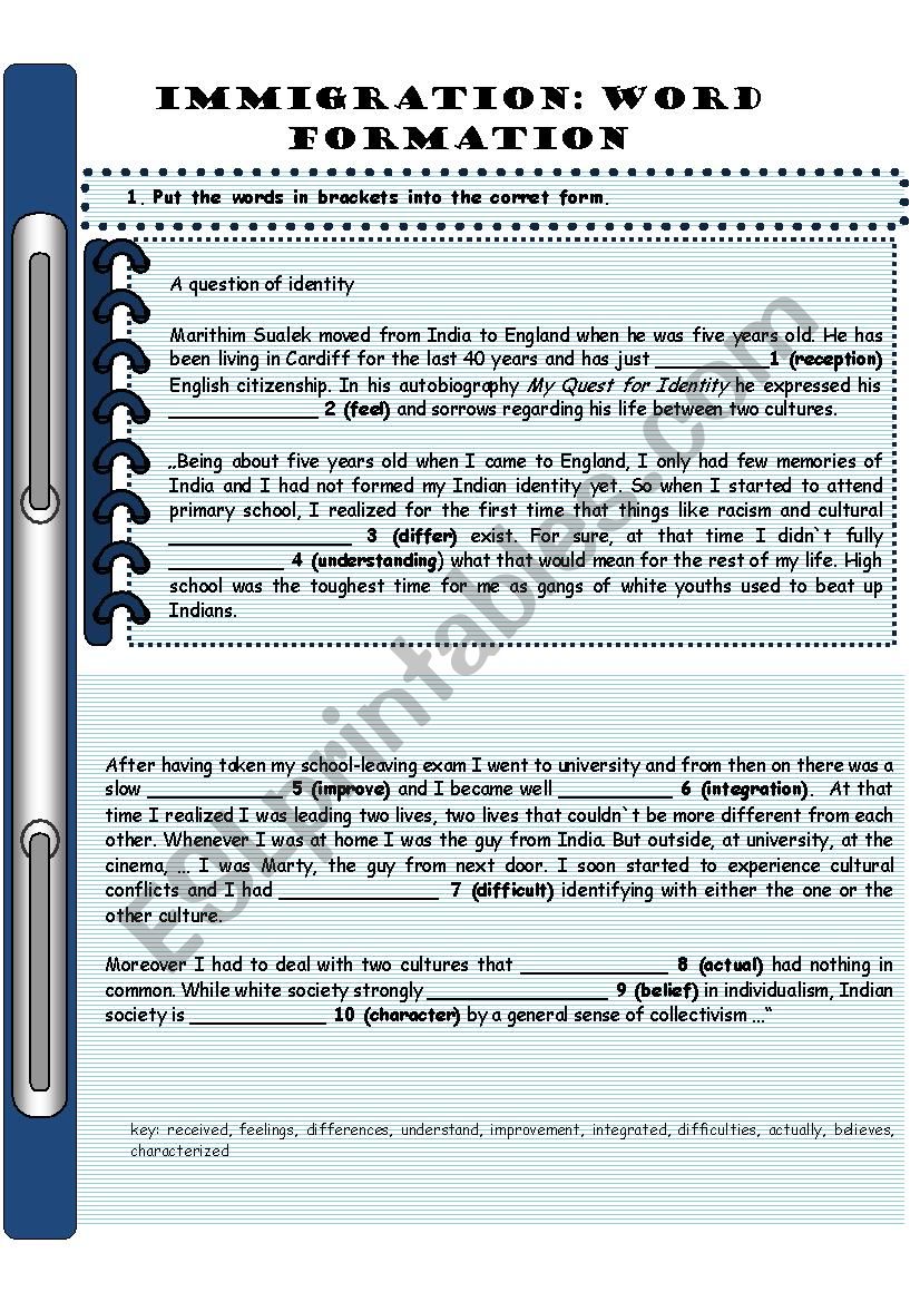 Immigration - word formation ex