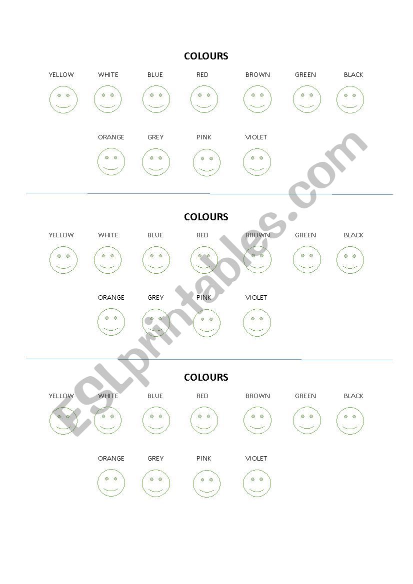 colours worksheet