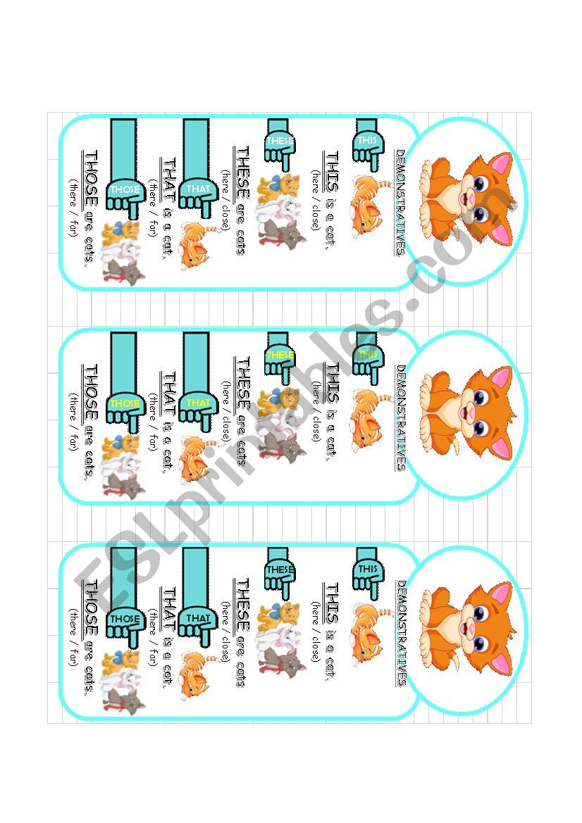 demonstratives bookmark worksheet