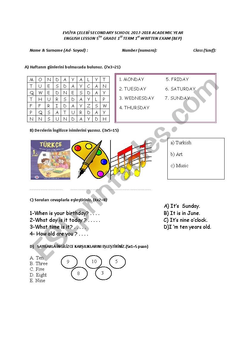 bep for 5th grade worksheet