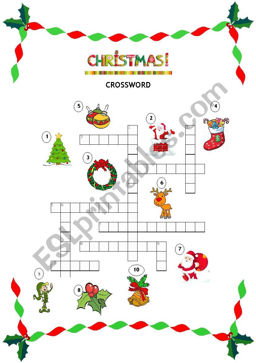 Christmas crossword worksheet