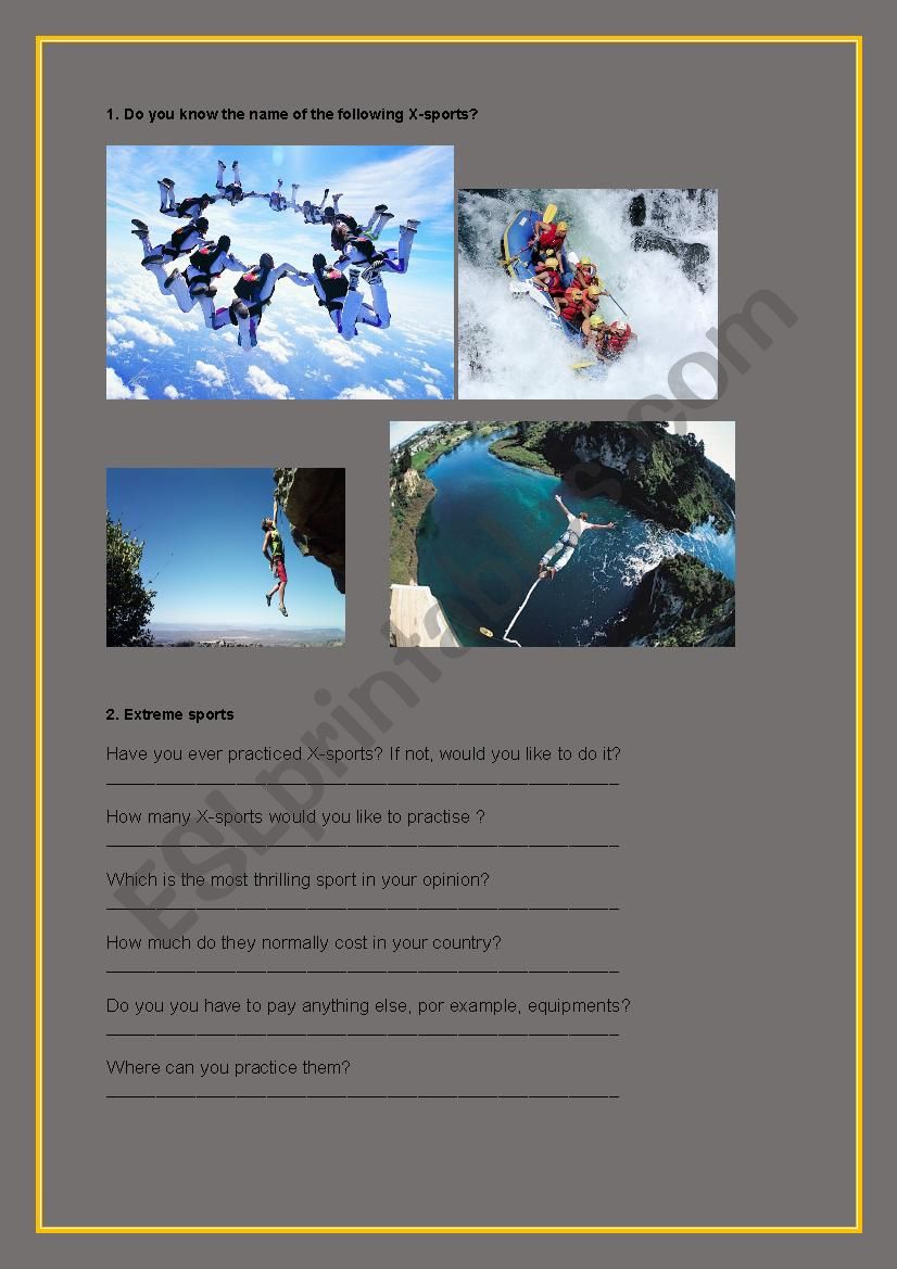 Extreme Sports worksheet