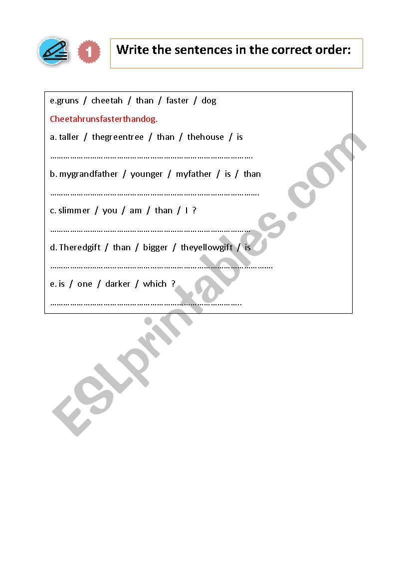 comparative worksheet
