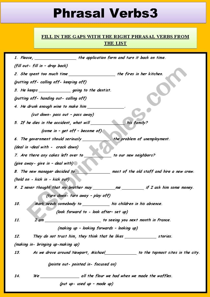 PHRASAL VERBS 3 worksheet