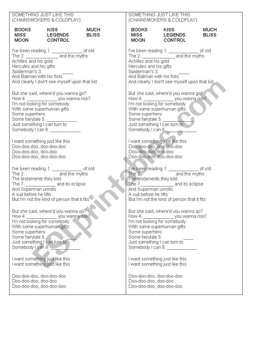 Something just like this  worksheet