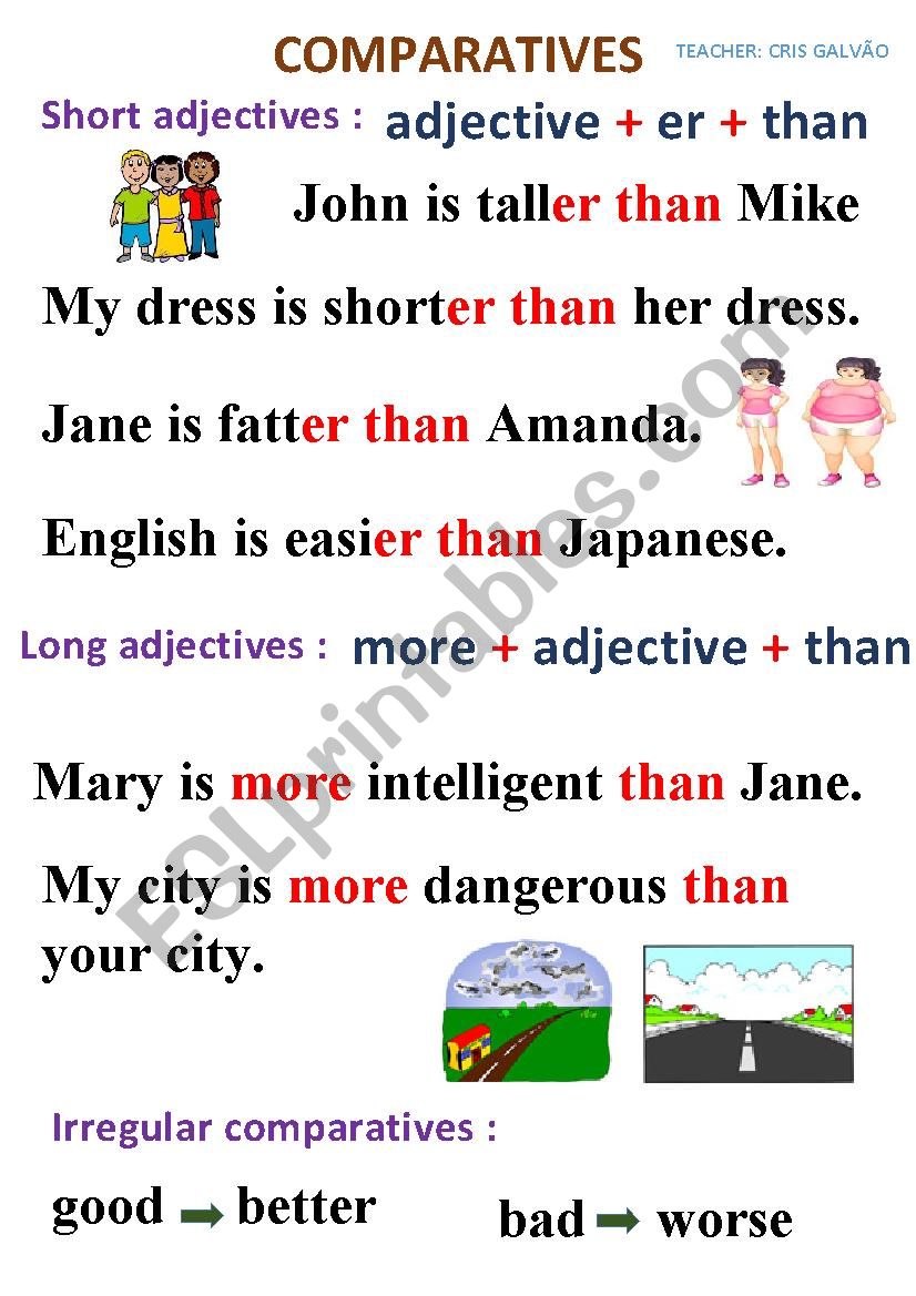 COMPARATIVES POSTER-SHORT AND LONG COMPARTIVES- I USED THIS TO EXPLAIN MY STUDENTS ABOUT COMPARISONS .