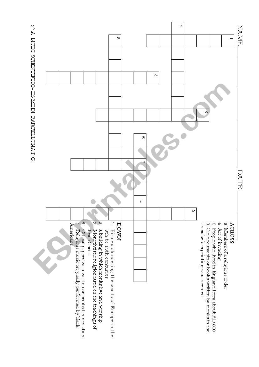 Britain Invasion Crossword worksheet