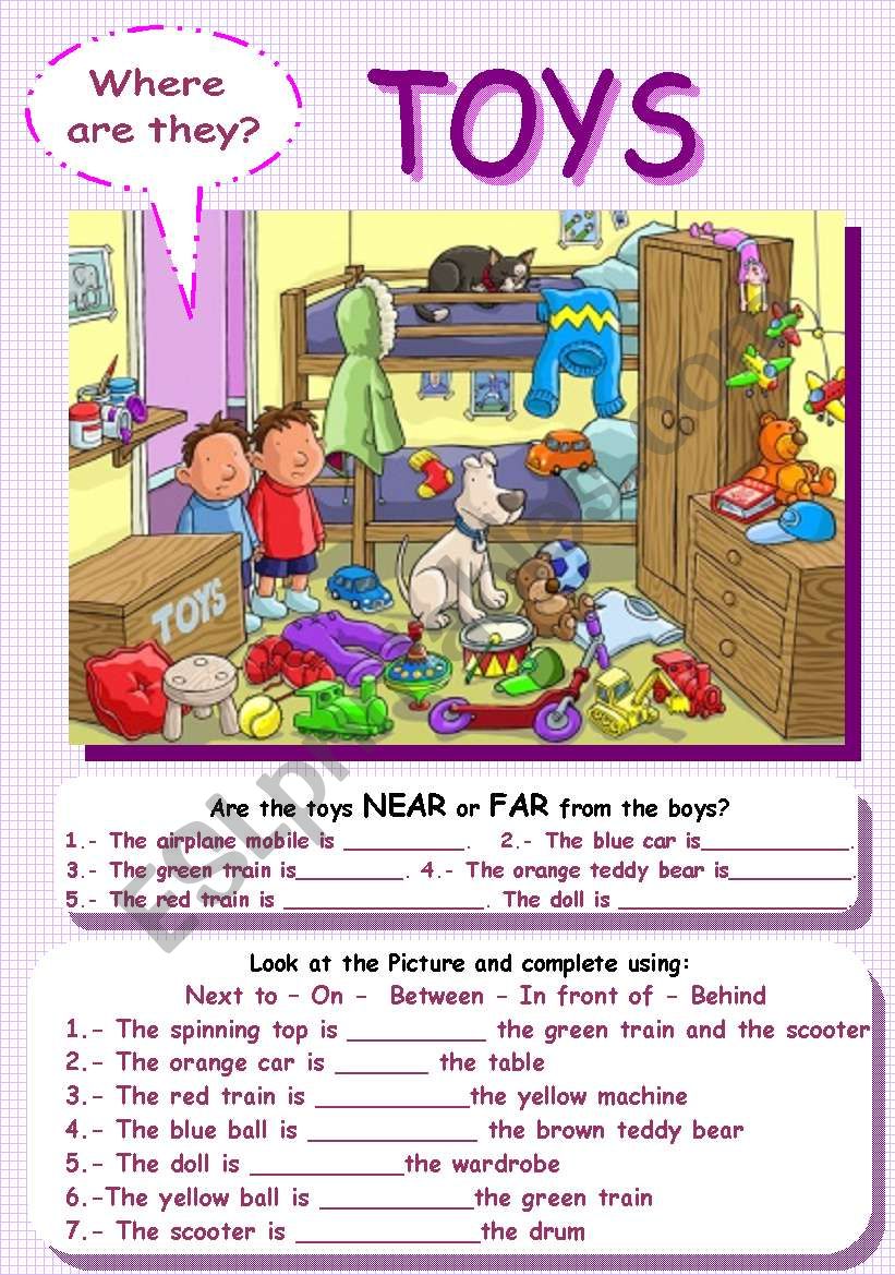 Where is your favourite place. Where are the Toys. Задания in the Toy shop. Toys prepositions Worksheets. Английский язык 2 класс Worksheets Toys.