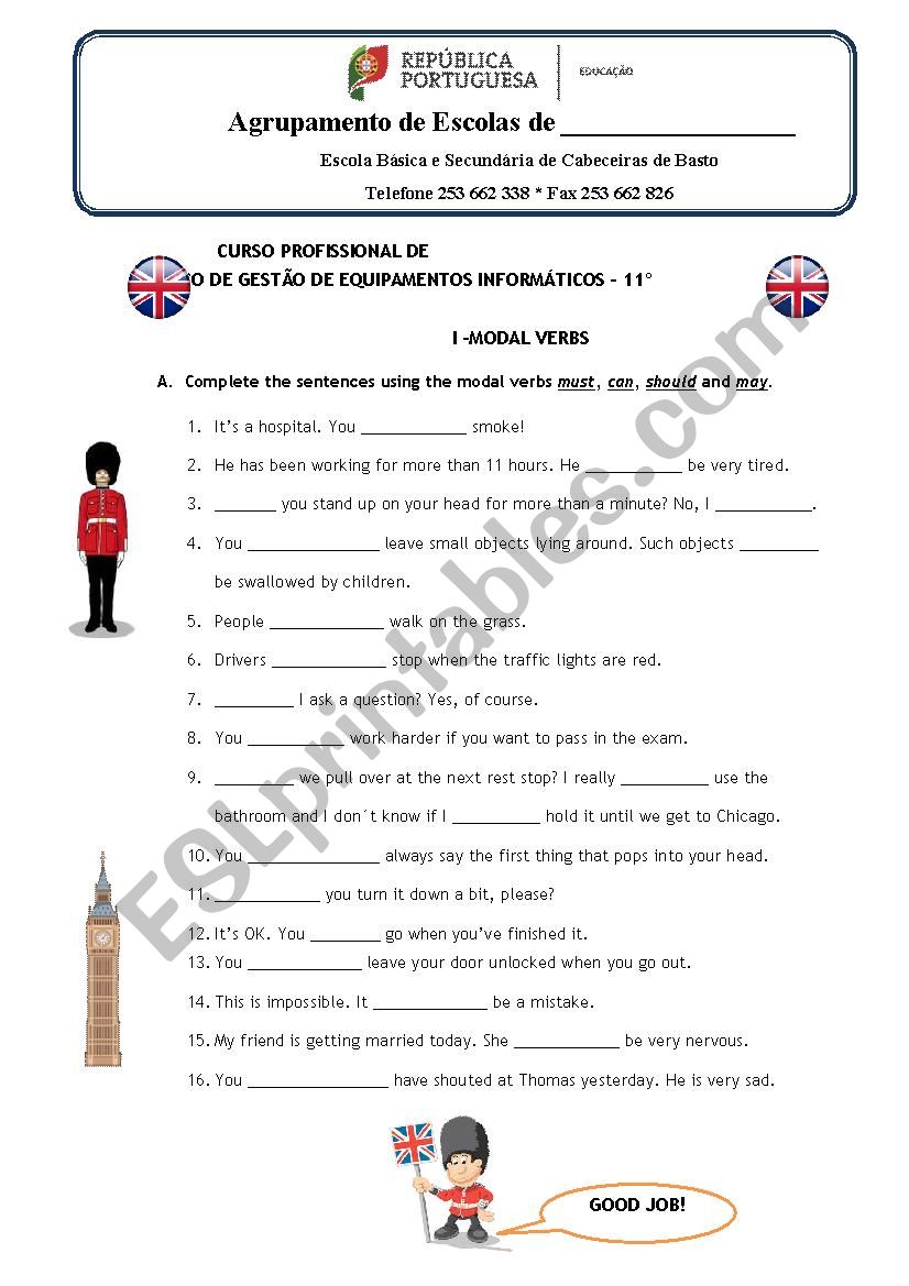 Modal Verbs worksheet