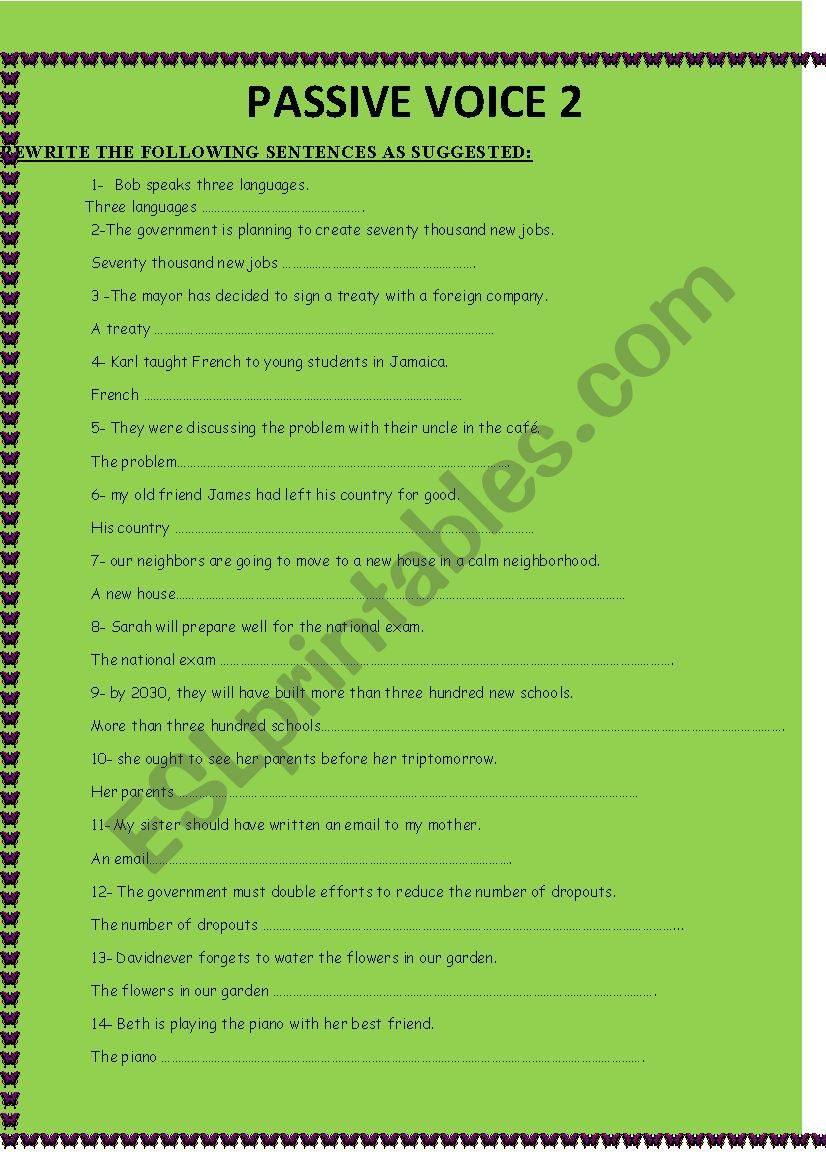 PASSIVE VOICE worksheet