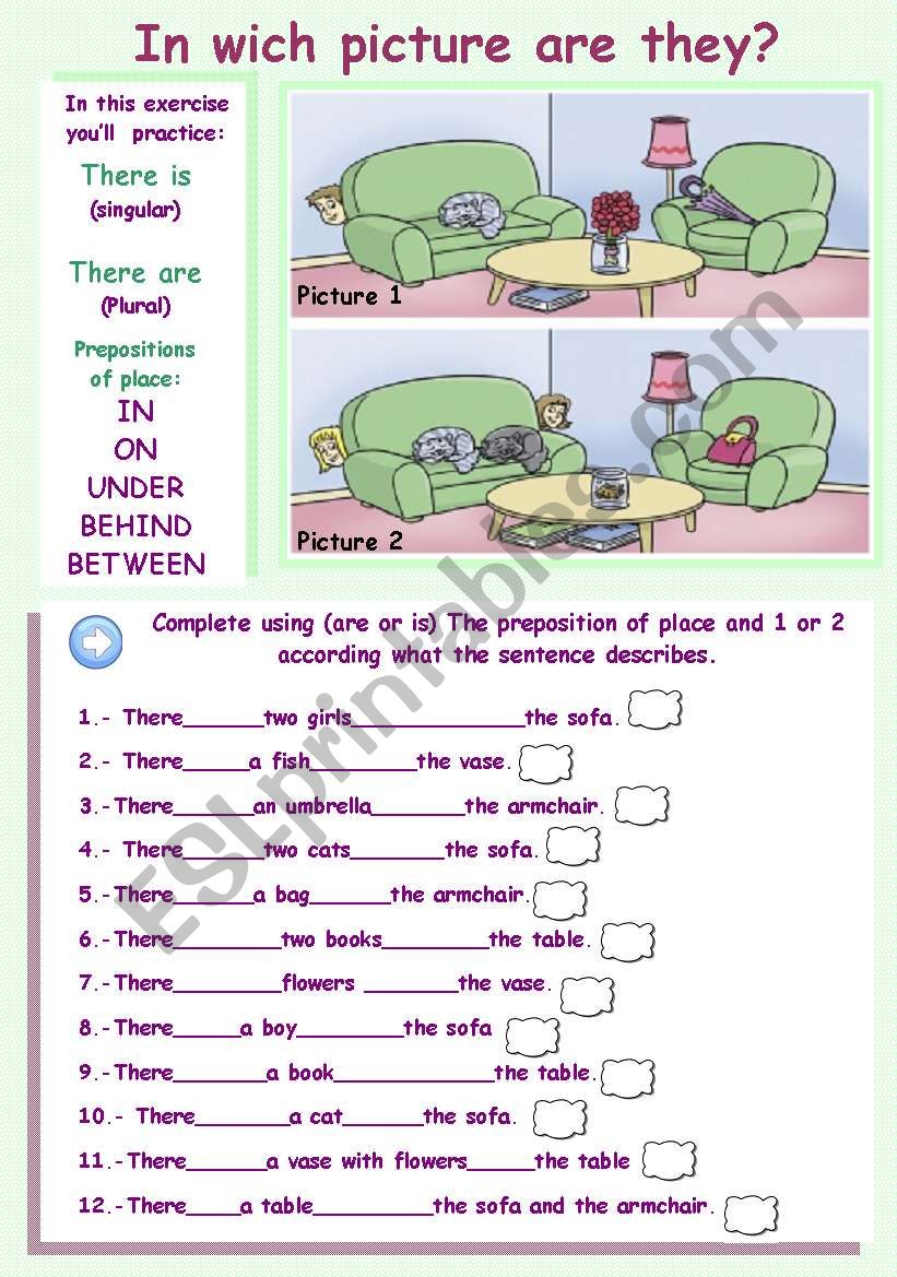 Prepositions of place and There is/are