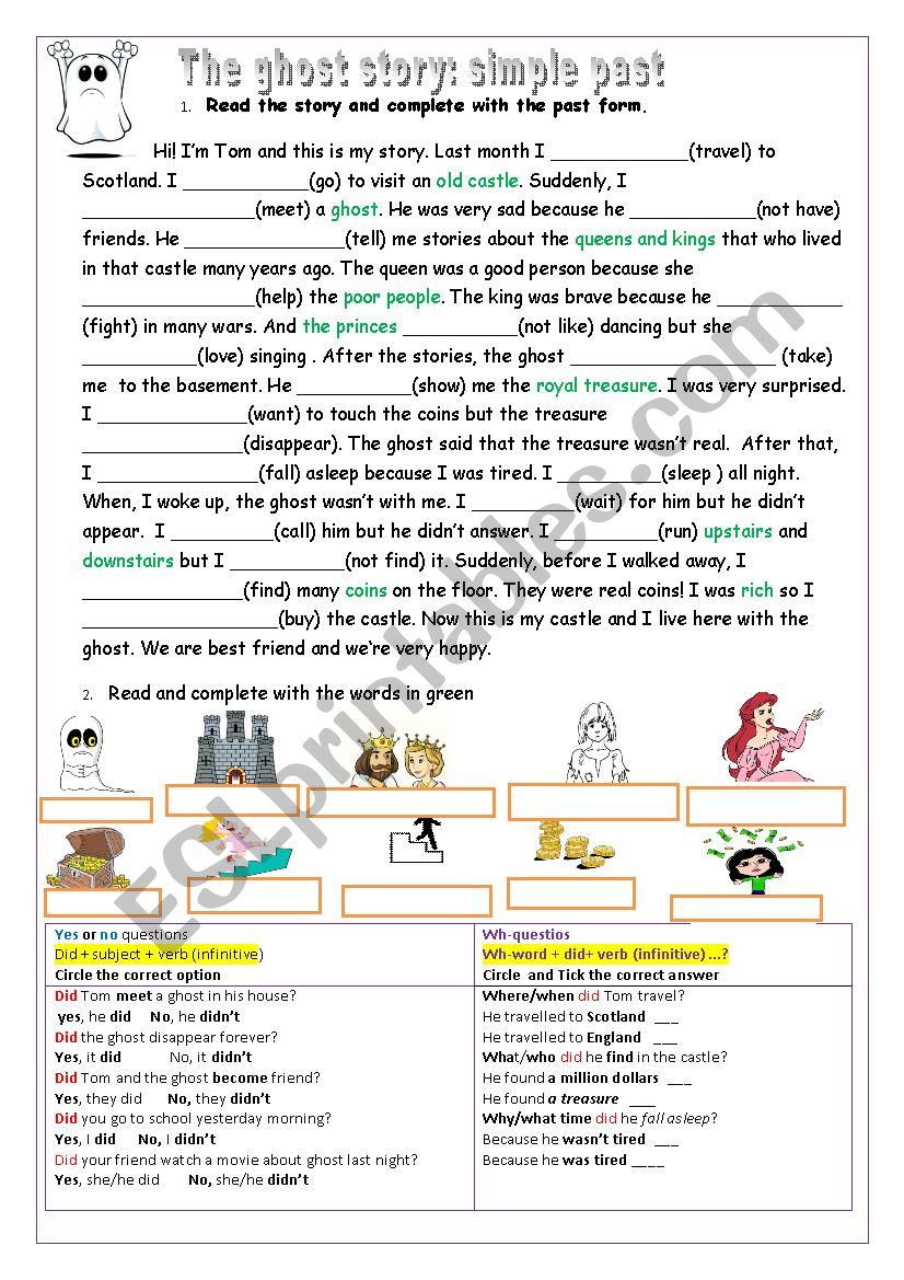 A ghost story worksheet