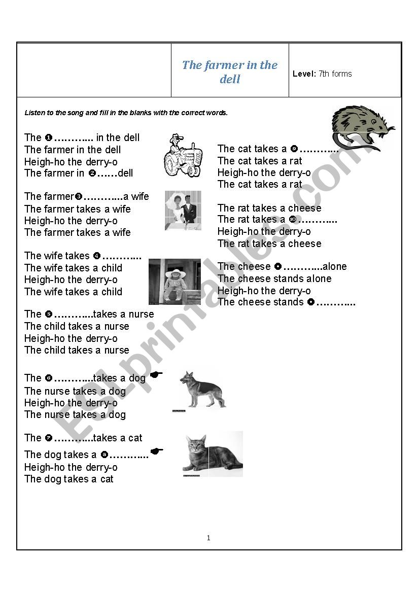 The farm in the dell worksheet