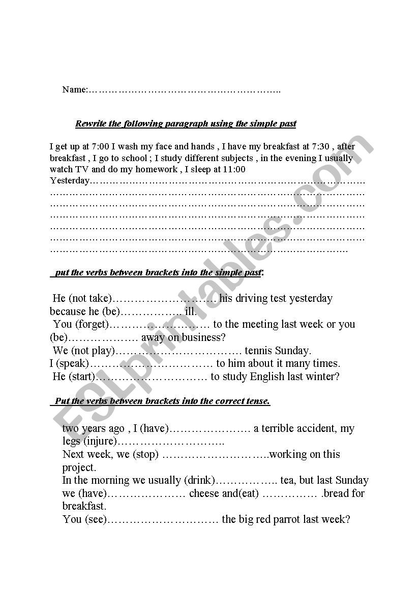 grammar worksheet