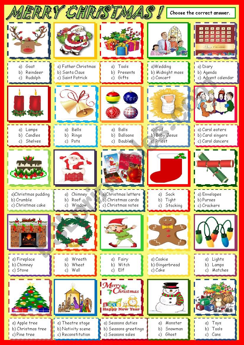 Christmas new multiple choice worksheet