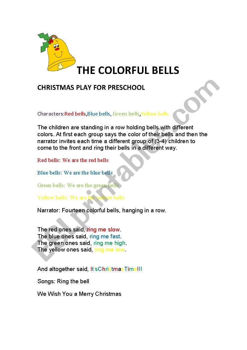 The colorful Christmas bells worksheet