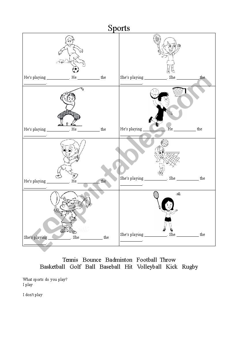 Sports worksheet