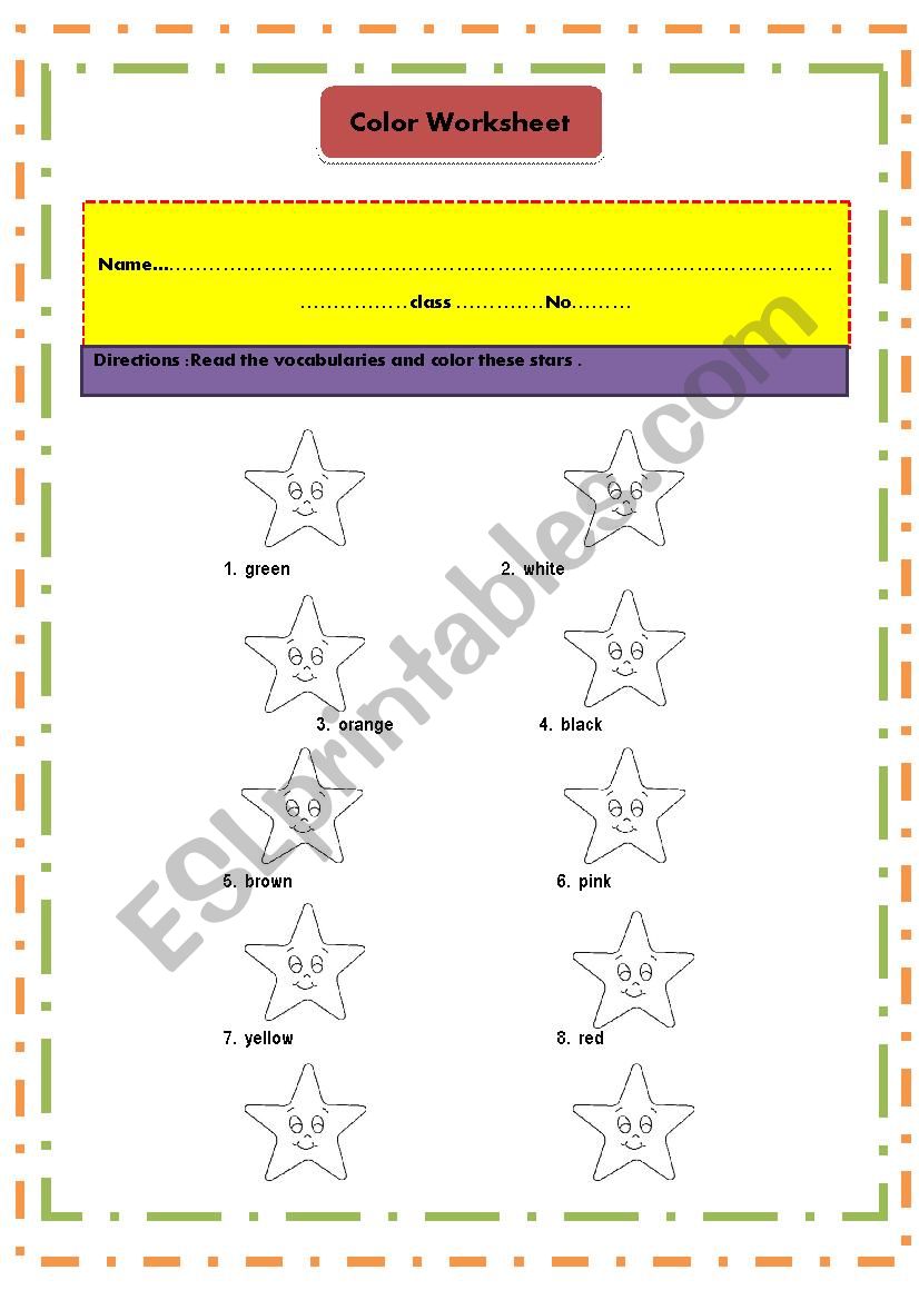 colors worksheet worksheet