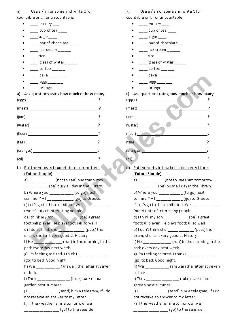 control work worksheet