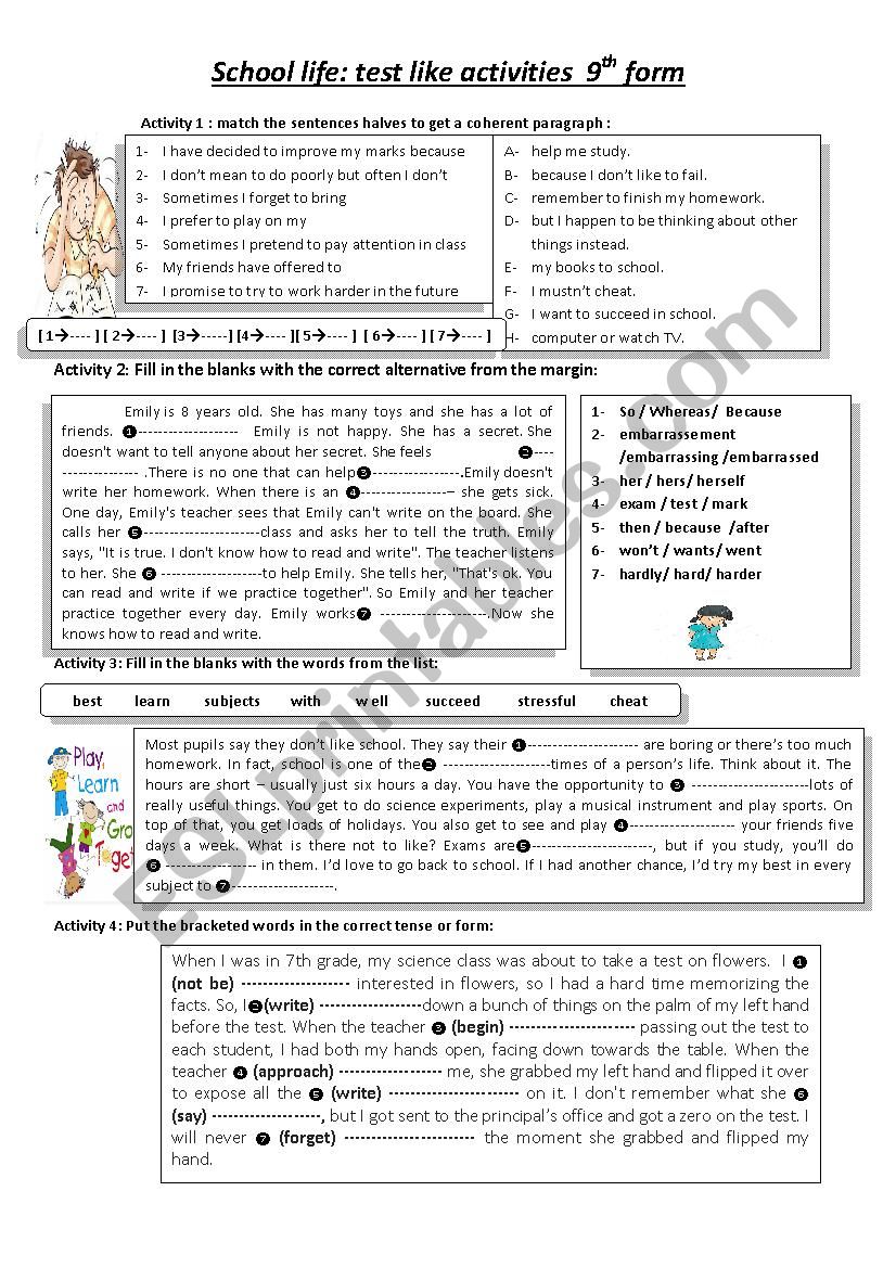 school  life language activities