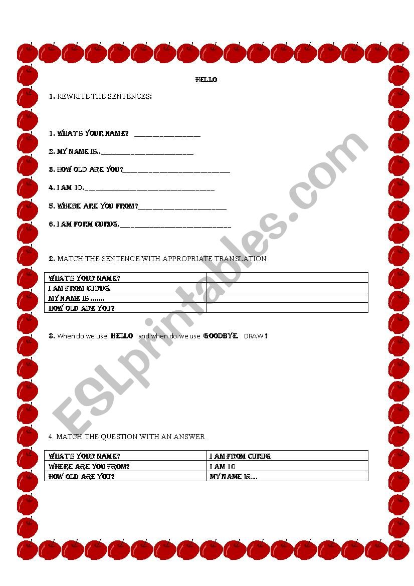 HELLO worksheet