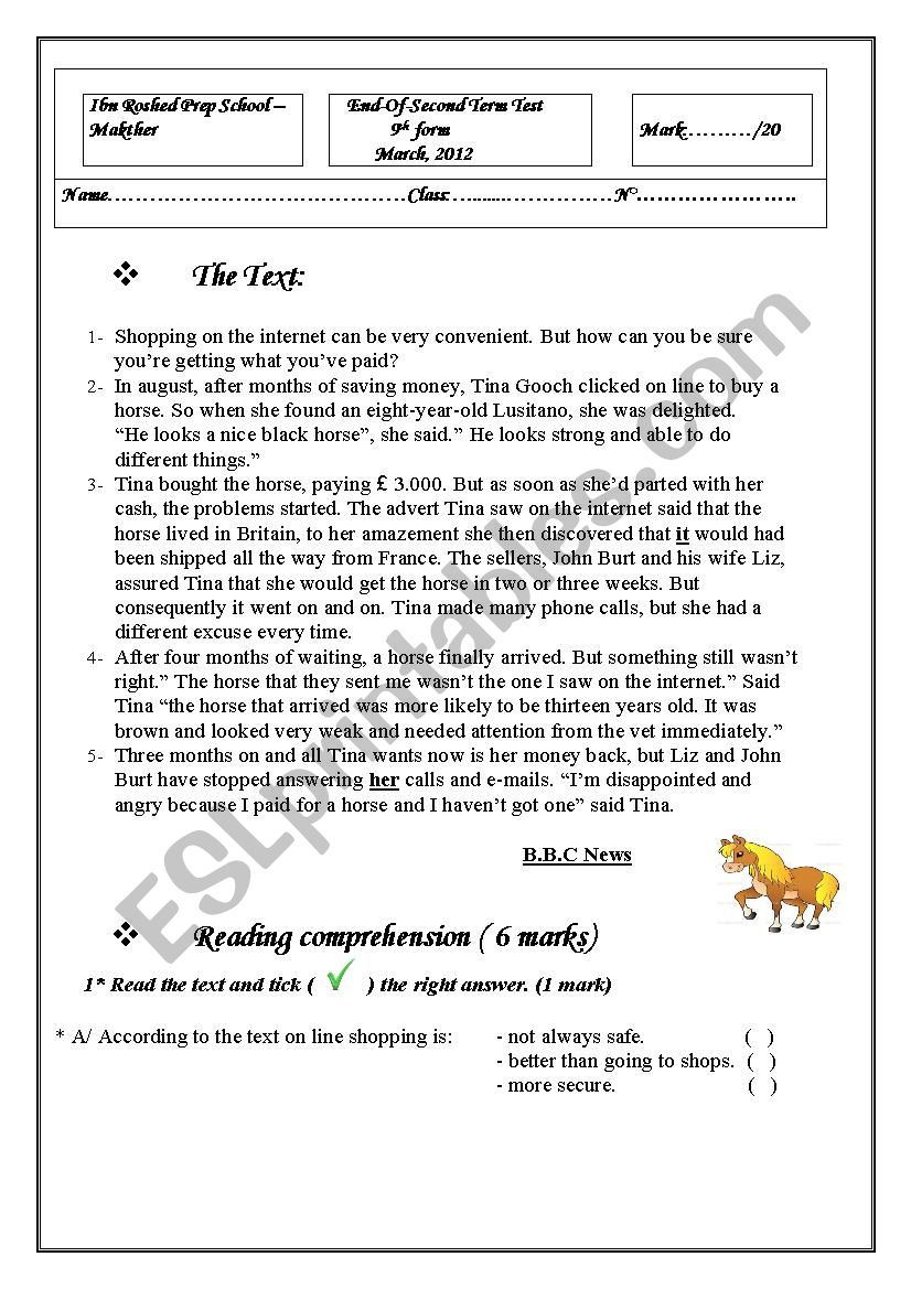 END TERM TEST2 worksheet