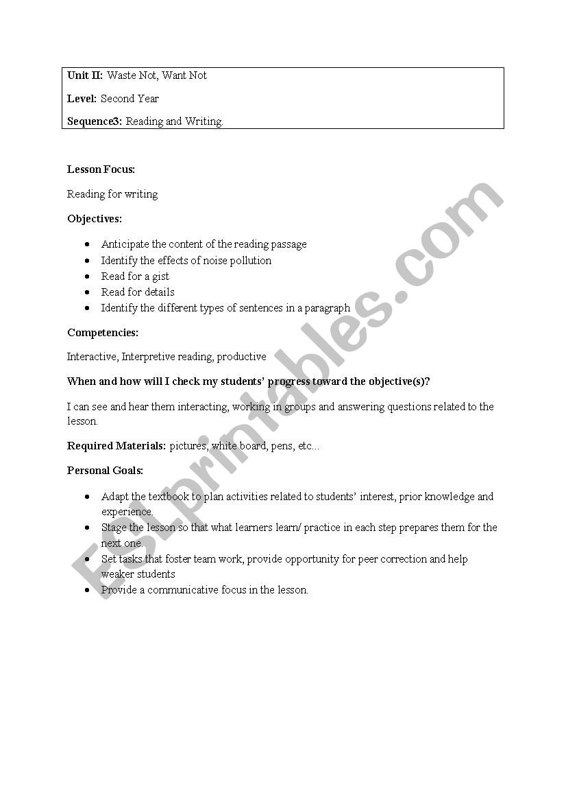 Noise pollution worksheet