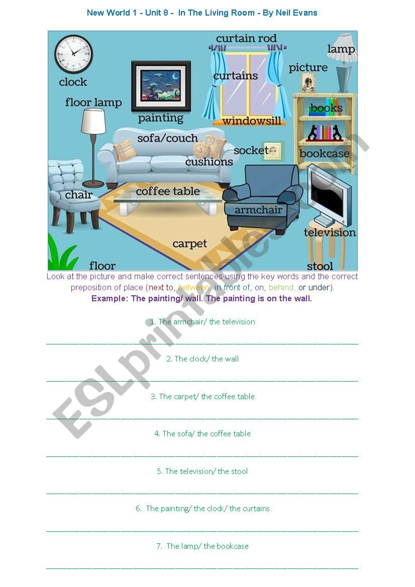 Prepositions of Place - In the Living Room