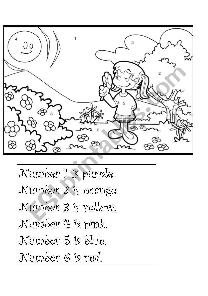 Numbers and colours worksheet