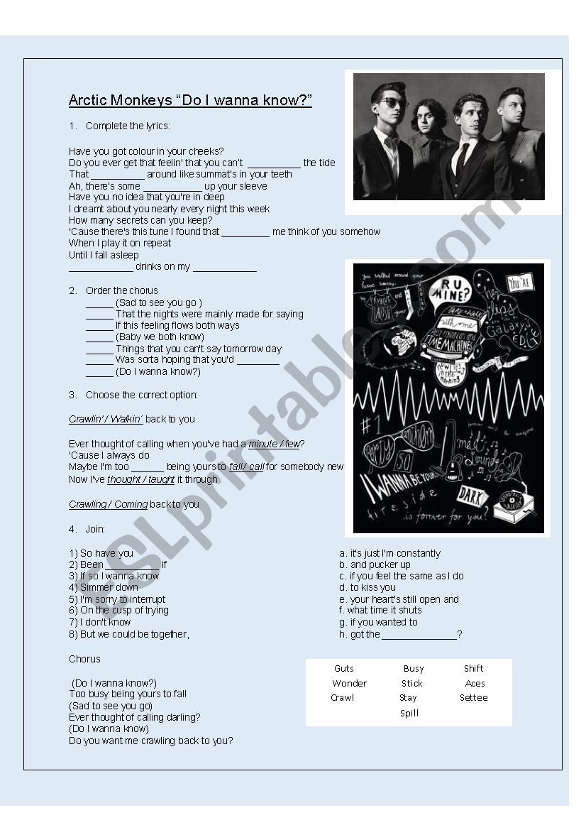 Song Arctic Monkeys worksheet