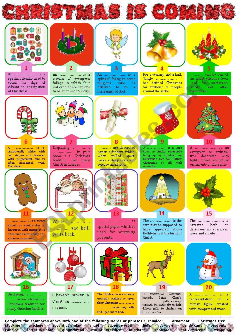 CHRISTMAS is coming - 2 + Key worksheet