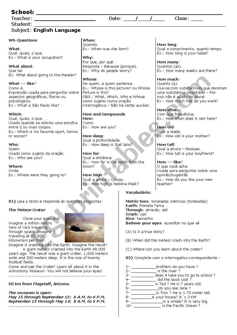 How and Compounds worksheet