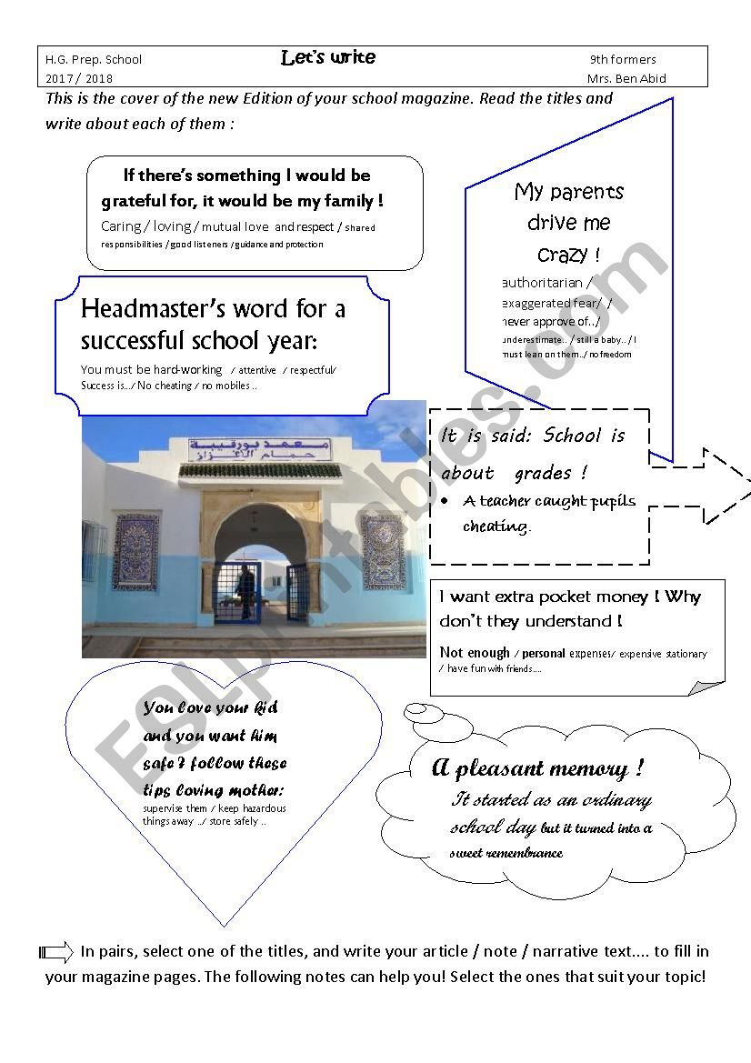 Let´s Write 9th formers worksheet