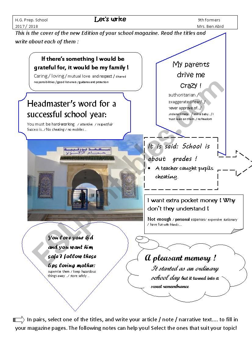 LetÂ´s Write 9th formers worksheet