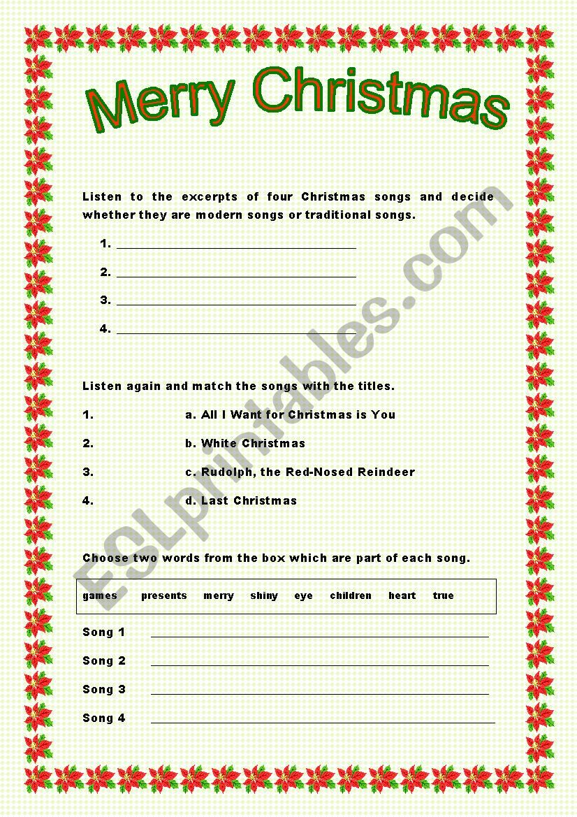 Merry Christmas worksheet