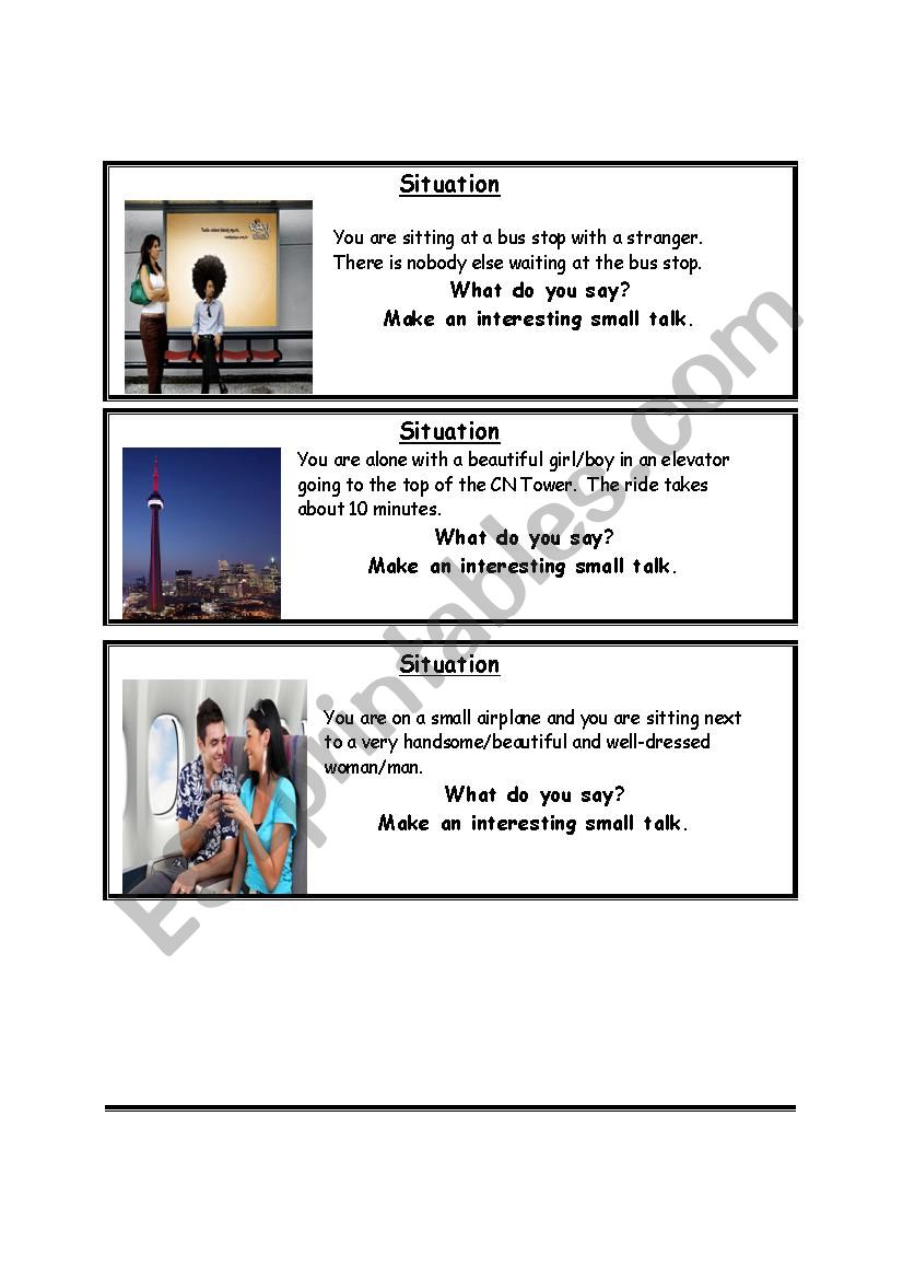 Small Talk: role-play cards worksheet