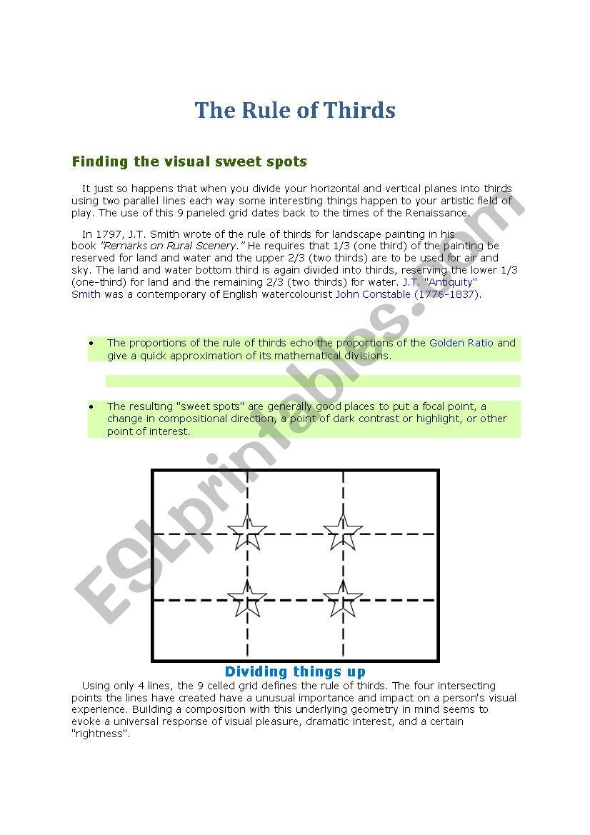 R4ule Of Thirds worksheet