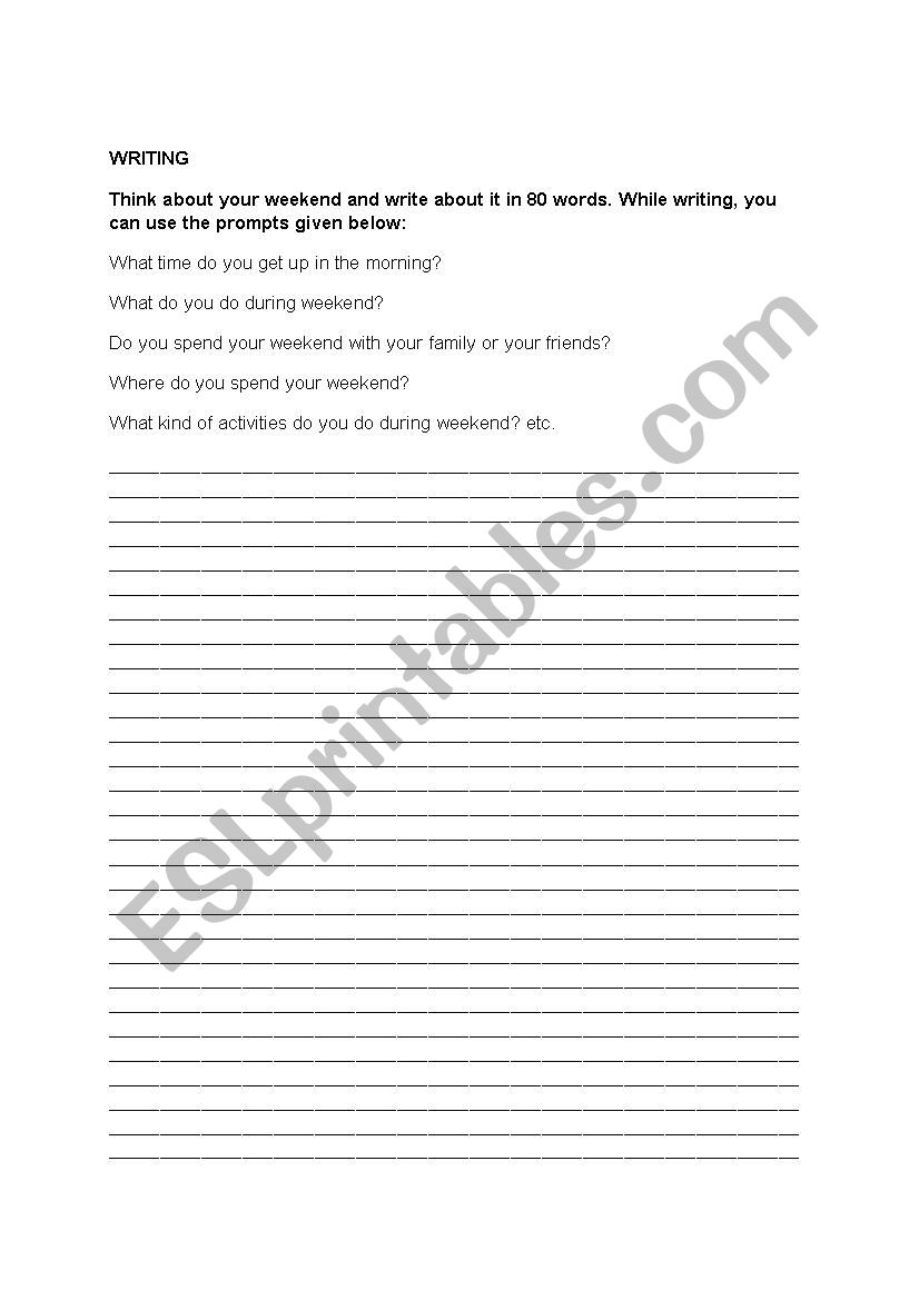 WRITE ABOUT WEEKEND worksheet