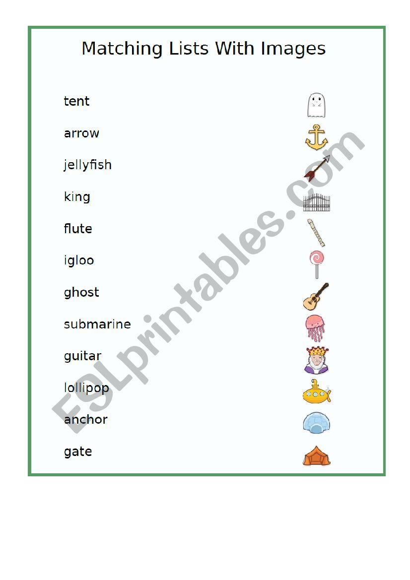 matching worksheet